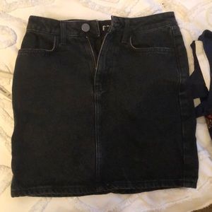 Black denim skirt